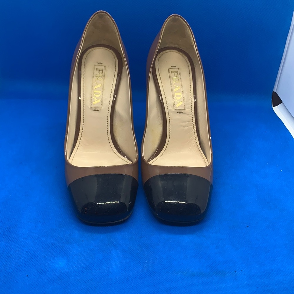 🔥 👠 PRADA Brown black‎ iconic heels 34 - Picture 3 of 12